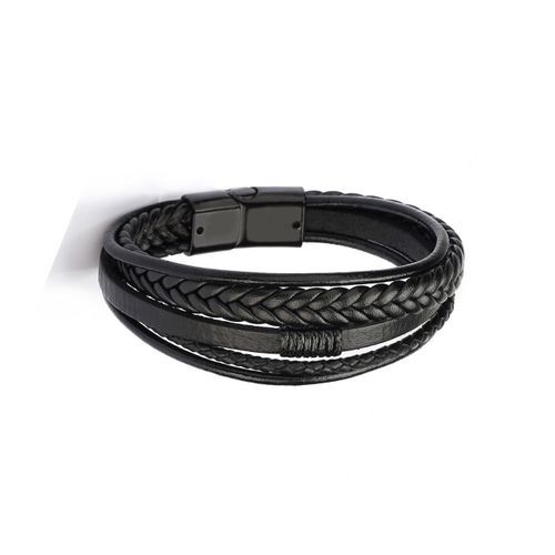 Mens Retro Braided Leather  With Magnetic Clasp Bracelets