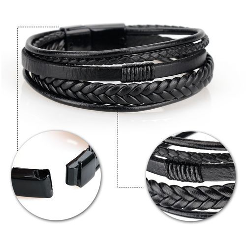 Mens Retro Braided Leather  With Magnetic Clasp Bracelets