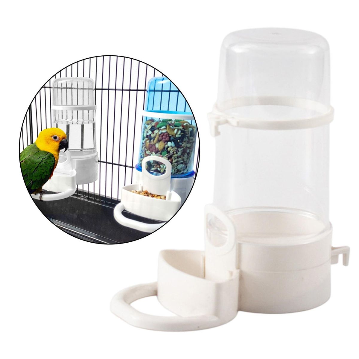 Pet Drinker Food Feeder Water Clip For Cage Bird Parrot White