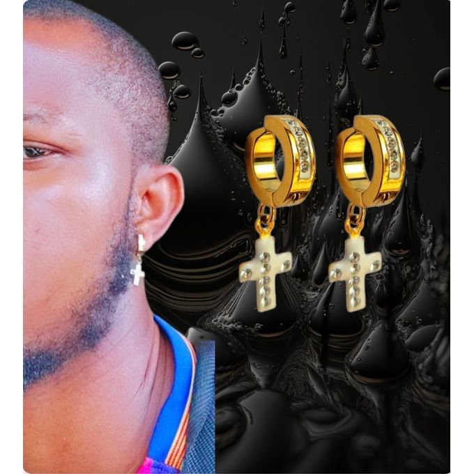 6 Pcs Classy Iced Silver Gold Black Unisex Magnetic Shape Ear Clip Stainless Steel Men Women Non Piercing Earring Fashion Jewelry Punk Cross Style Mens Earrings