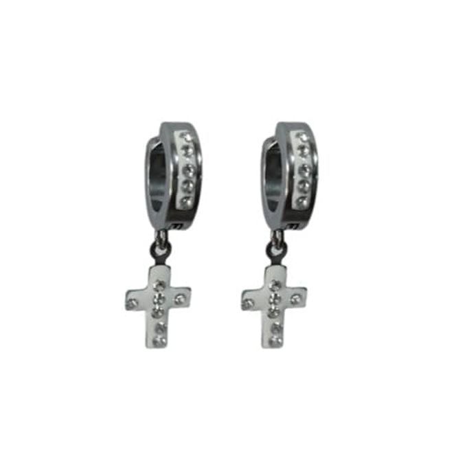 6 Pcs Classy Iced Silver Gold Black Unisex Magnetic Shape Ear Clip Stainless Steel Men Women Non Piercing Earring Fashion Jewelry Punk Cross Style Mens Earrings