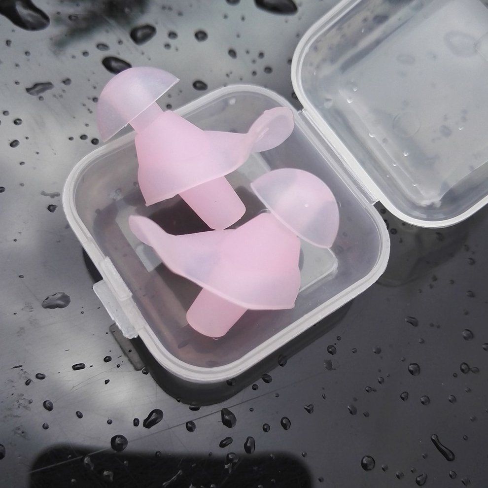 1 Pair Waterproof Swimming Professional Sili One Swim Earplugs Soft Ear Plug-pink