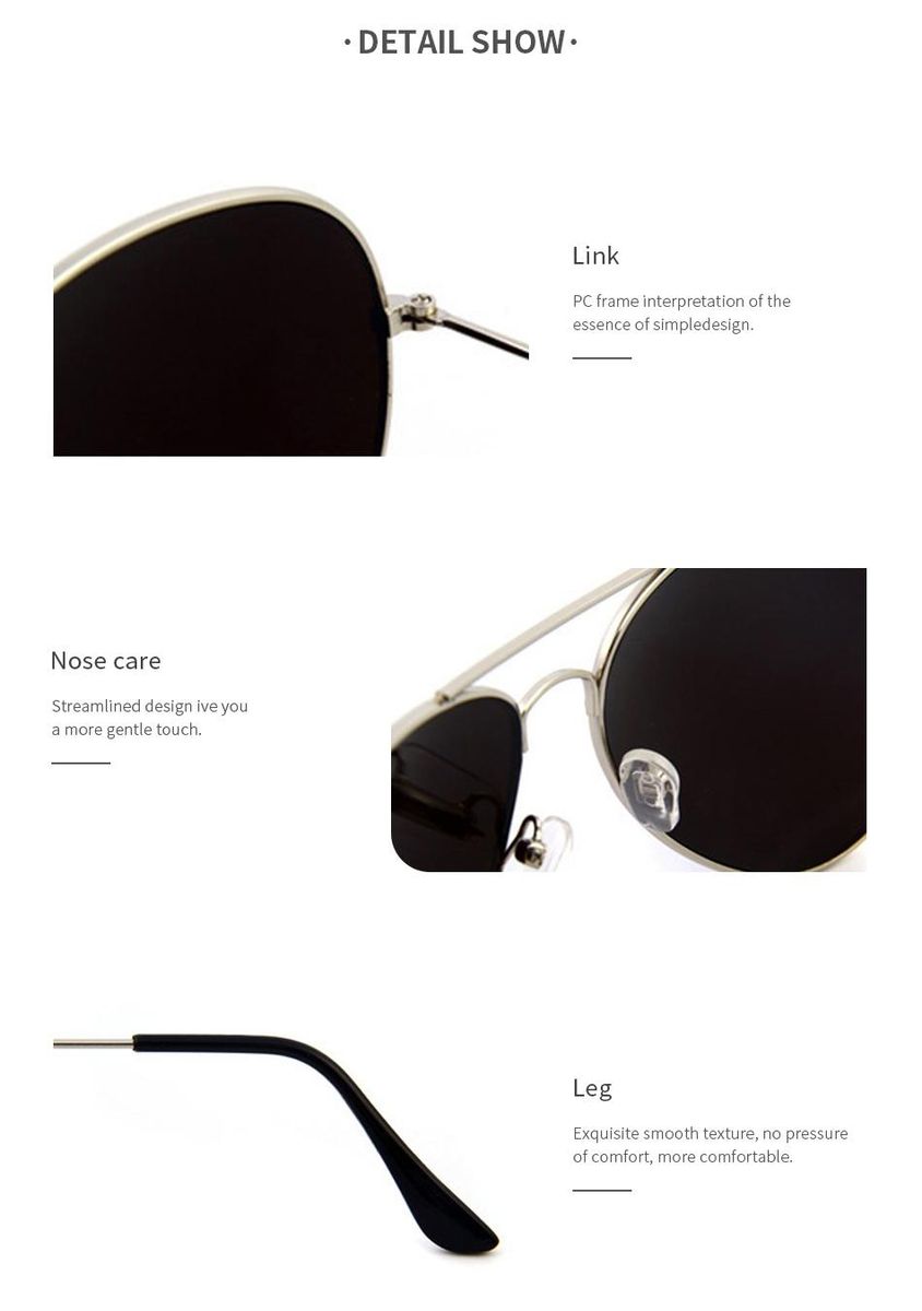 Classic Aviation Sunglasses Women Retro Frame Sun Glasses Male UV400