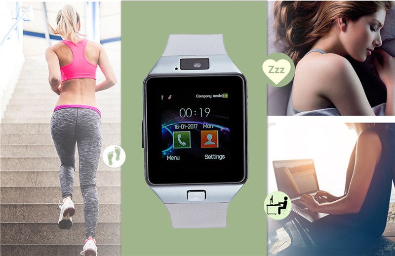 Digital Touch Screen Smart Watch DZ09 Q18 Bracelet Camera Bluetooth WristWatch SIM Card Smartwatch Ios Android Phones Support(#black)