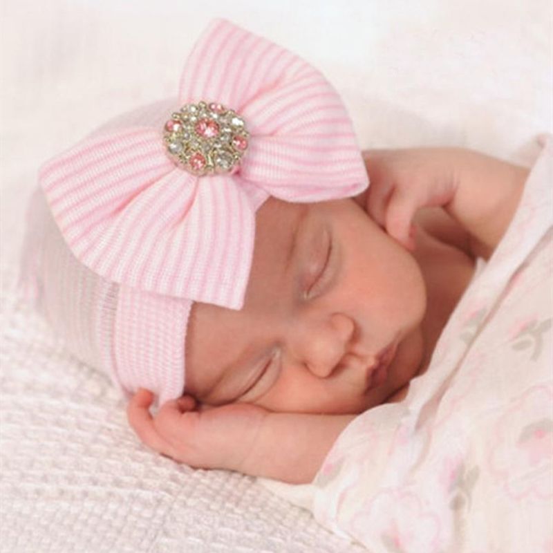 Newborn Baby Cotton Bow Soft Stretchy Hat