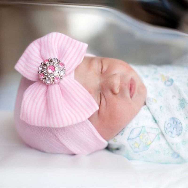 Newborn Baby Cotton Bow Soft Stretchy Hat