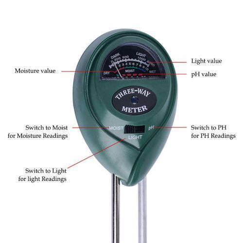 Soil PH Meter Moisture Meter Light  PH Test Kits 3-in-1