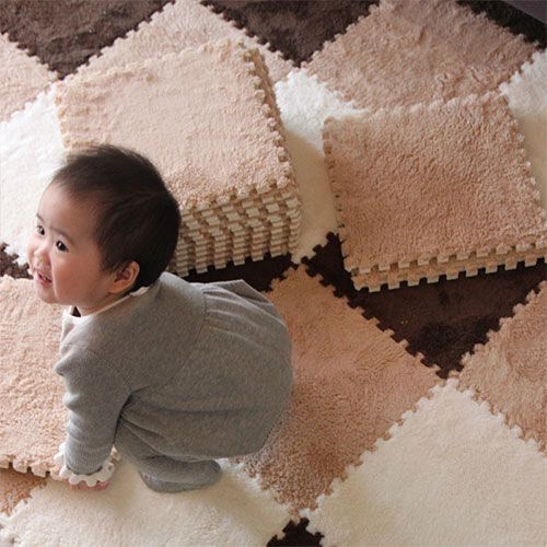 Kids Plush Foam Puzzle Crawling Mat Set Of 9 In 3 Colours