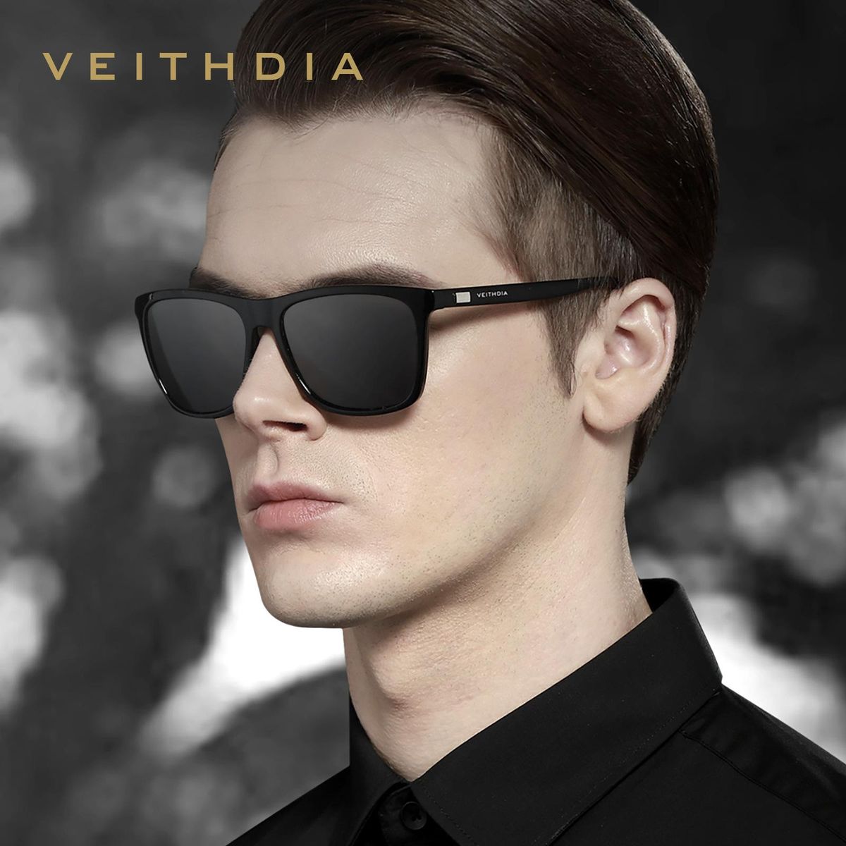 Men's Sunglasses Square Polarized UV Sunglasses Black