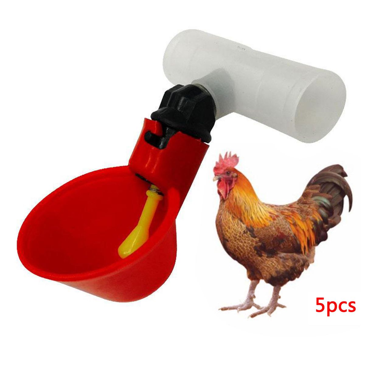 5Pcs Automatic Birds Coop Poultry Drinker Drinking Cups Chicken Water