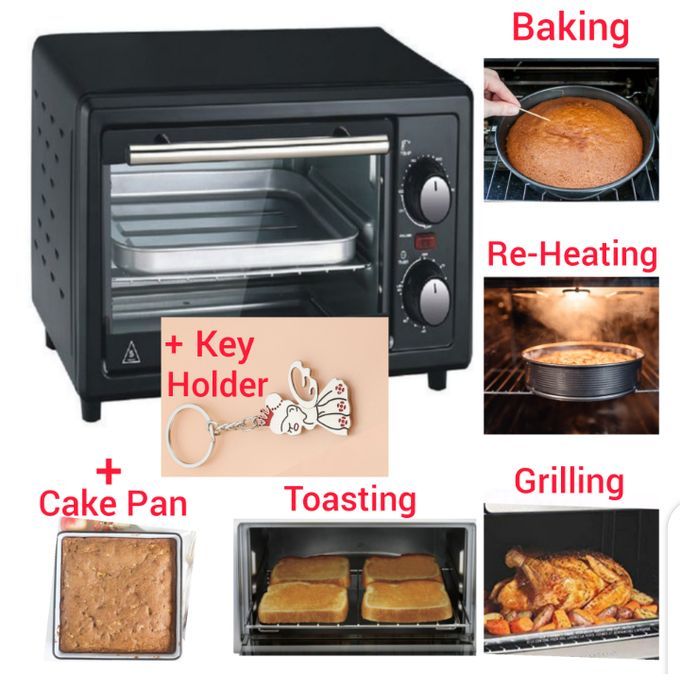 11 Liters Oven For Baking + Toasting Re-heating & Grilling Oven- 11 Litres + Cake Pan + 3D Key Holder
