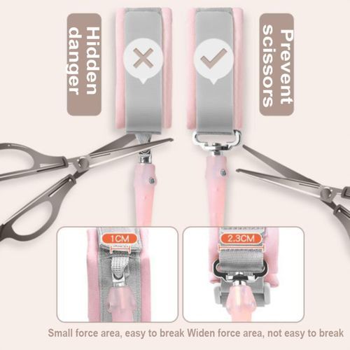 Adjustable Kids Safety Harness Child Wrist Leash Anti-lost Link Children Belt Walking Assistant Baby Walker Wristband Pink Reflective 1.5m