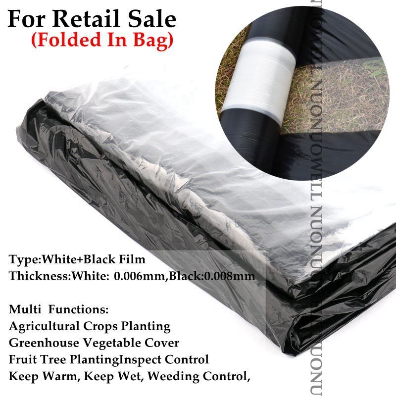 5m  And Black Agriculture Garden Film Vegetable Planting Plastic Mulching Film Plants-White Black 0.008mm