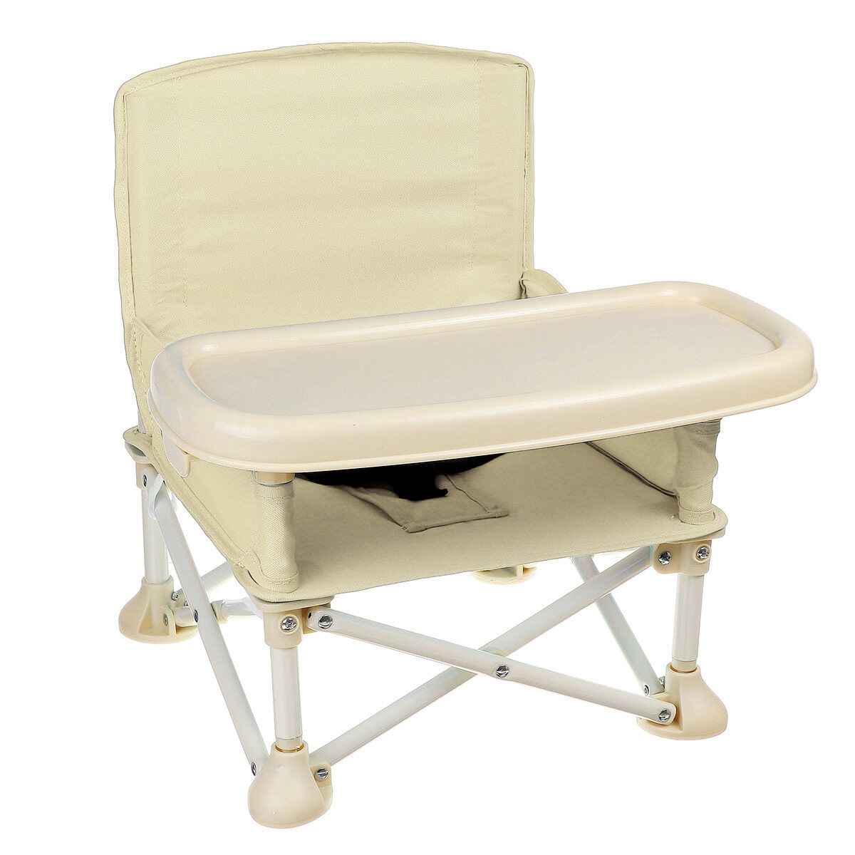 Foldable Baby Feeding High Chair Dining Booster Table Seat Highchair With Tray Beige