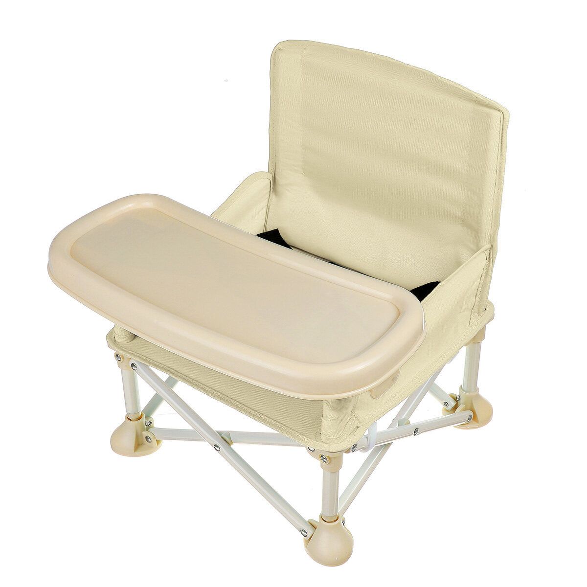 Foldable Baby Feeding High Chair Dining Booster Table Seat Highchair With Tray Beige