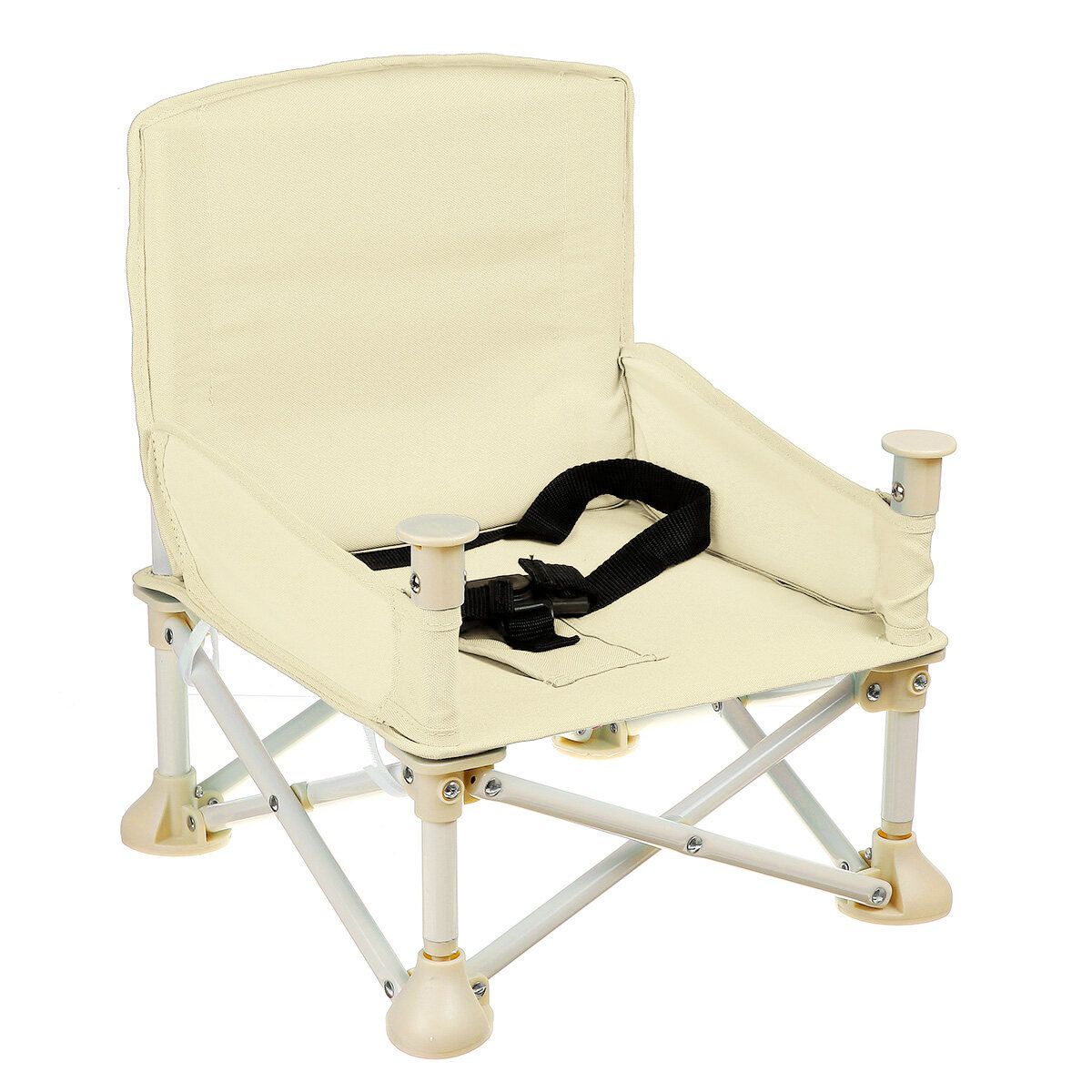 Foldable Baby Feeding High Chair Dining Booster Table Seat Highchair With Tray Beige