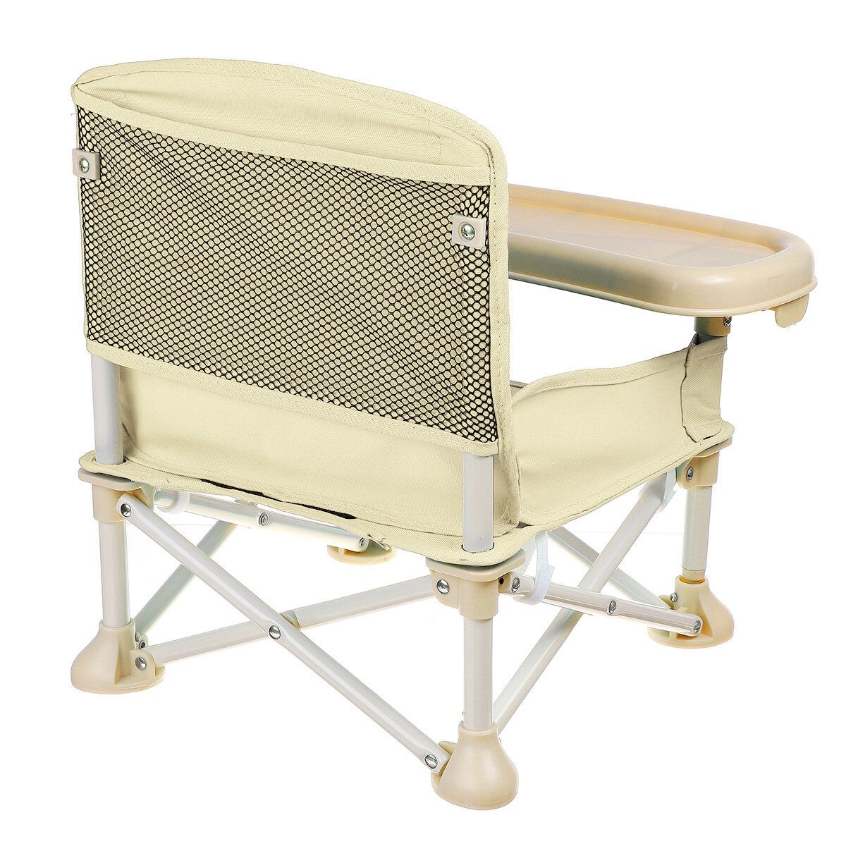 Foldable Baby Feeding High Chair Dining Booster Table Seat Highchair With Tray Beige