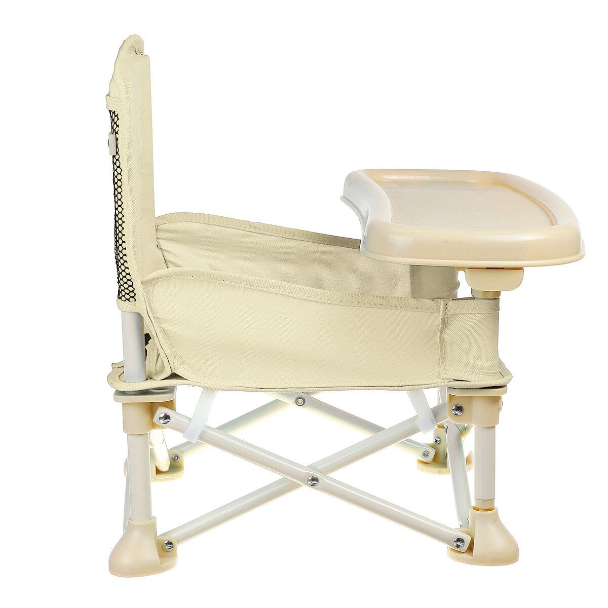 Foldable Baby Feeding High Chair Dining Booster Table Seat Highchair With Tray Beige