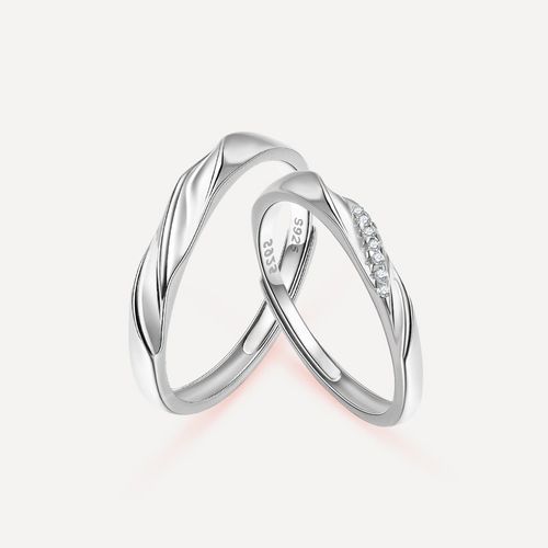 Couple S925 Silver Ring Jewelry Engagement Marriage Open Adjustable Ring