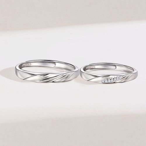 Couple S925 Silver Ring Jewelry Engagement Marriage Open Adjustable Ring