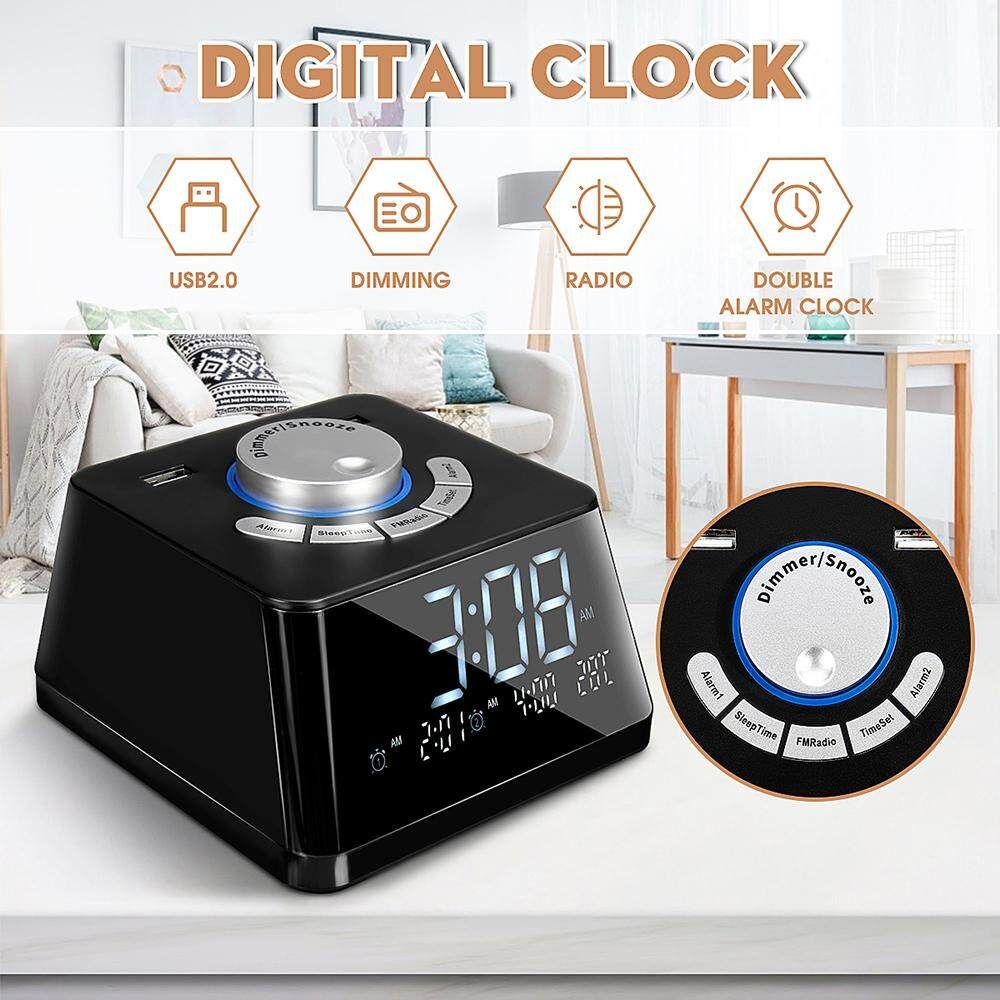 USB2.0 R1 Five-level Dimming Radio Multi-function Electronic Digital Alarm Clock