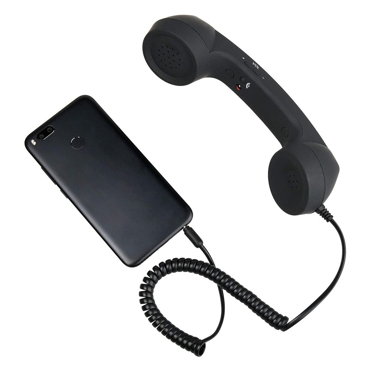 Vintage Retro Telephone Handset Cell Phone Receiver MIC Microphone for Cellphone Smartphone 35 mm Socket Black