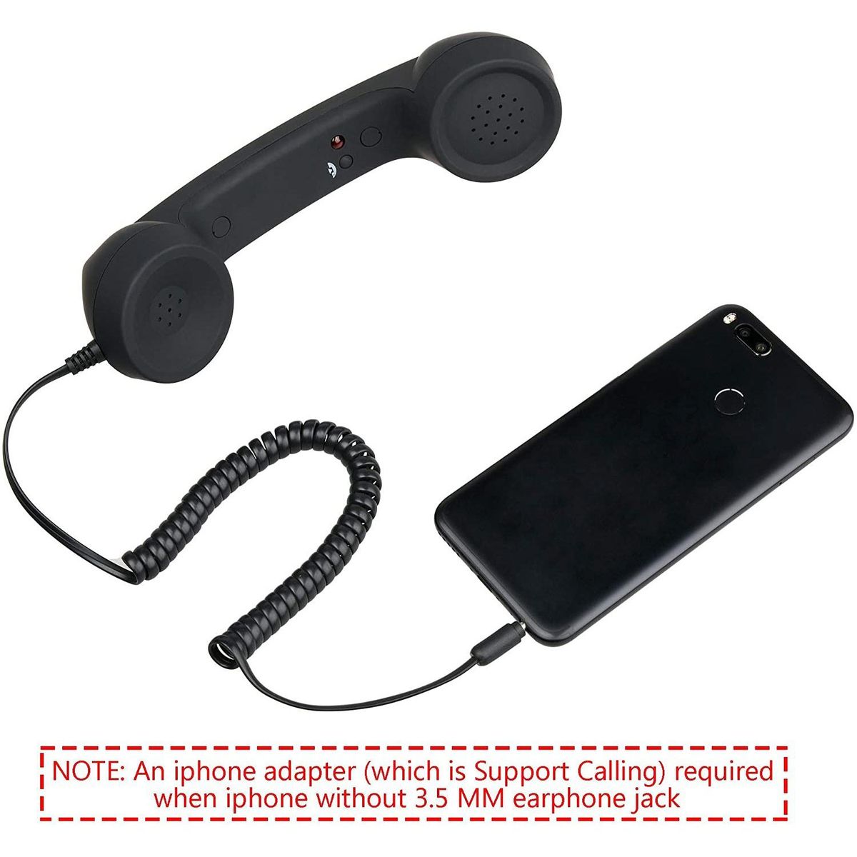 Vintage Retro Telephone Handset Cell Phone Receiver MIC Microphone for Cellphone Smartphone 35 mm Socket Black