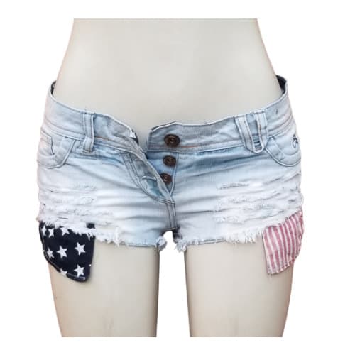 Loosethread Crazy Stone Wash Denim Bumshort - Blue