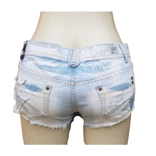 Loosethread Crazy Stone Wash Denim Bumshort - Blue
