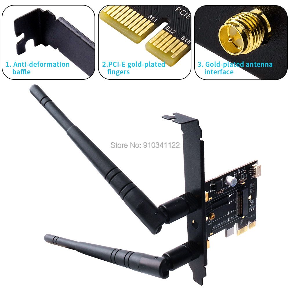 M.2 NGFF Wireless Card To PCI-e 1X Desktop WIFI WLAN CARD