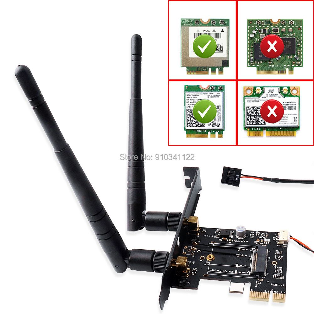 M.2 NGFF Wireless Card To PCI-e 1X Desktop WIFI WLAN CARD