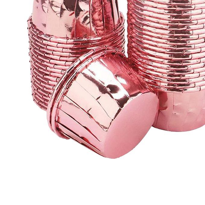 50x Foil Cup Cake Cases Cupcake Muffin Paper Baking Cups Rose Pink