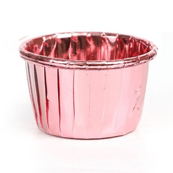 50x Foil Cup Cake Cases Cupcake Muffin Paper Baking Cups Rose Pink
