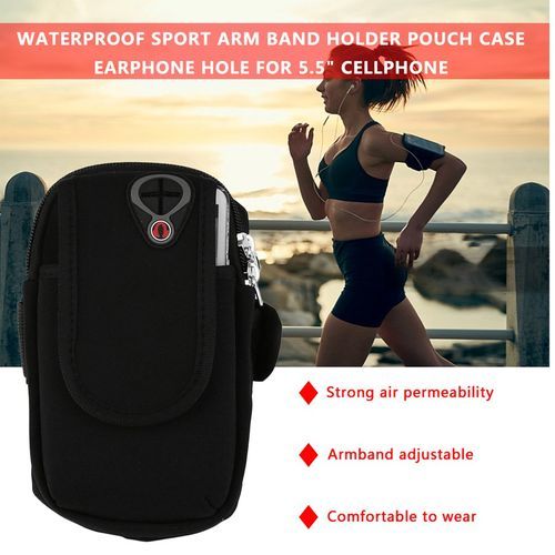 Waterproof Sport Arm Band Holder Pouch Case Earphone Hole For 5.5" Cellphone -0