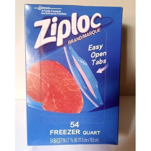 54pcs Double Zipper Freezer Quart Bags
