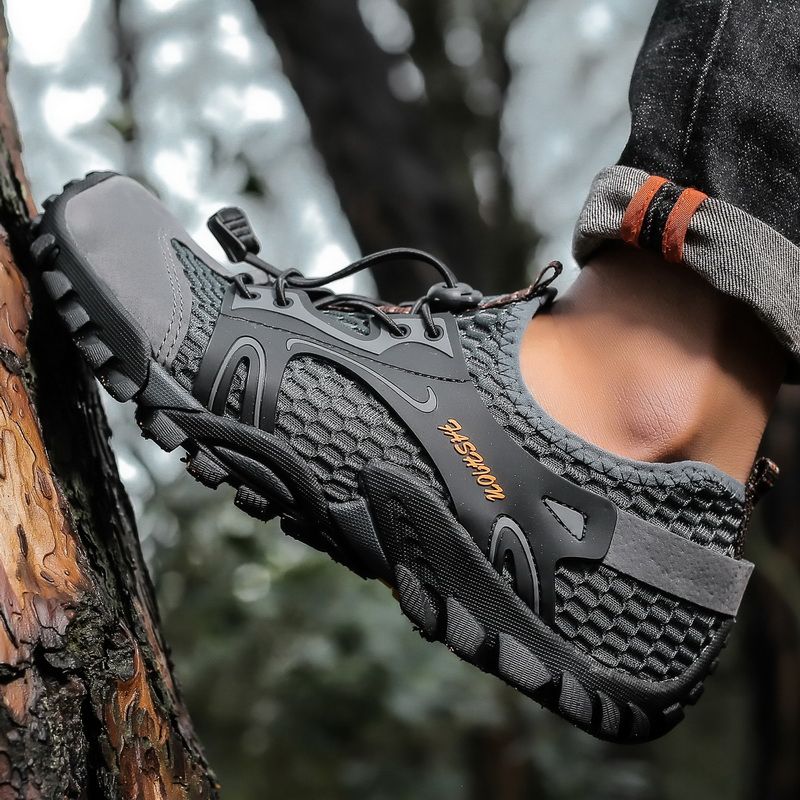 Mens Mountain Trekking Shoes Big Size 39-50 Summer Mesh Breathable Men Hiking Shoes Outdoor Man Sneakers Male Quick-dry Water Shoes Grey