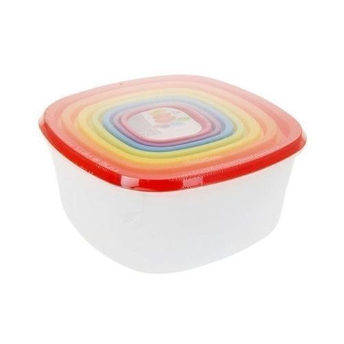 Food Storage Containers With Coloured Lids - 7 Pieces