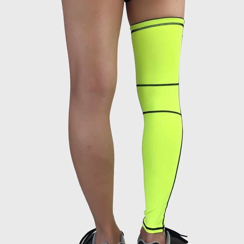 Outdoor Basketball Badminton Sports Knee Pad Riding Running Gear Long Breathable Protection Legs Pantyhose(Fluorescent Green Size: M)
