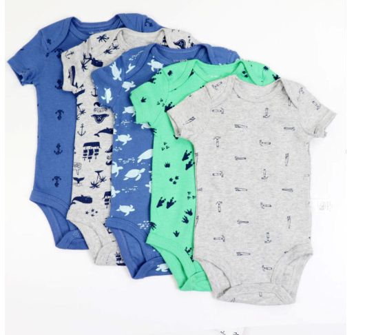 5 In 1 Baby Boy Short Sleeve Bodysuit