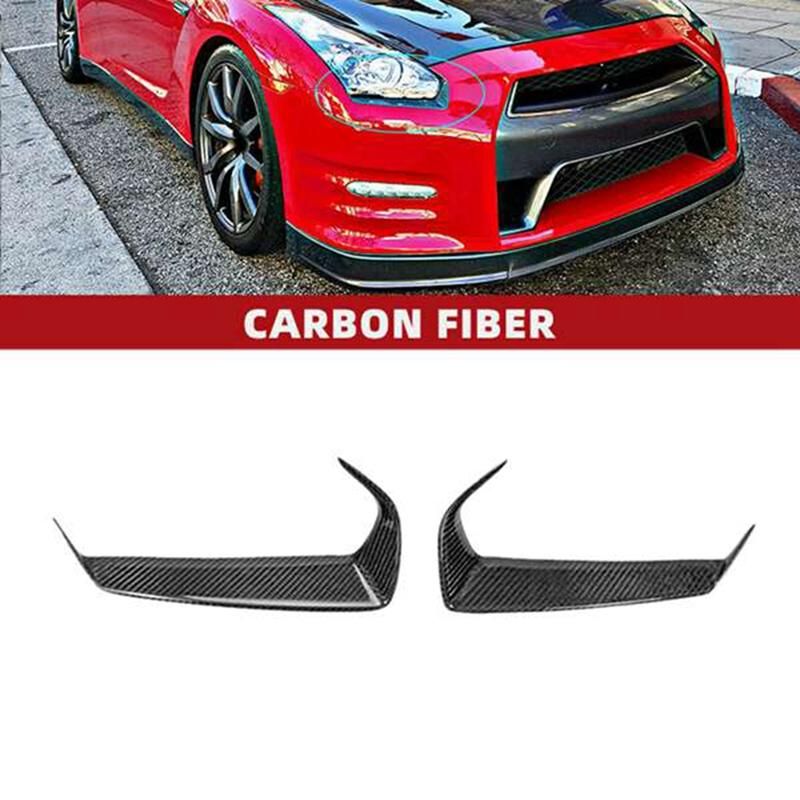 Car Real Carbon Fiber Front Head Light Lamp Eyebrow Frame Cover for Nissan GTR R35 2008-2016