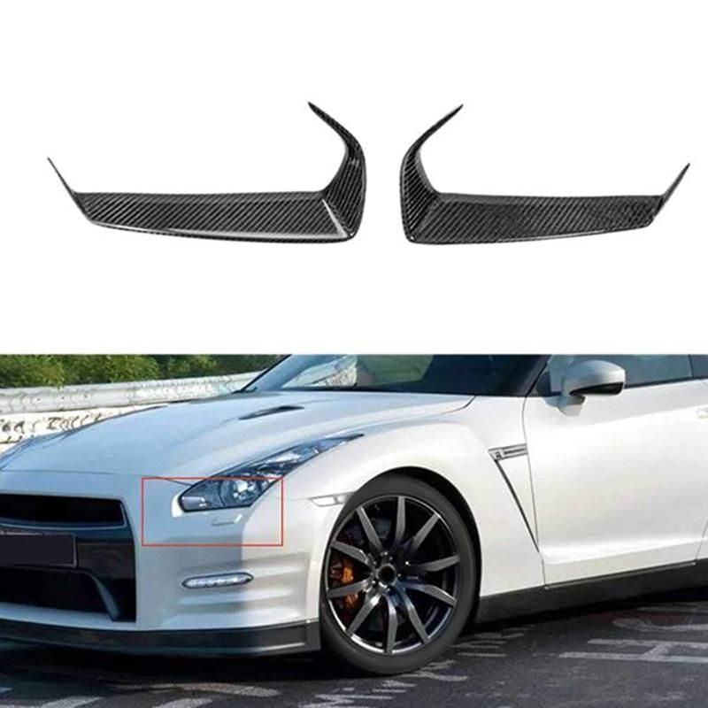 Car Real Carbon Fiber Front Head Light Lamp Eyebrow Frame Cover for Nissan GTR R35 2008-2016
