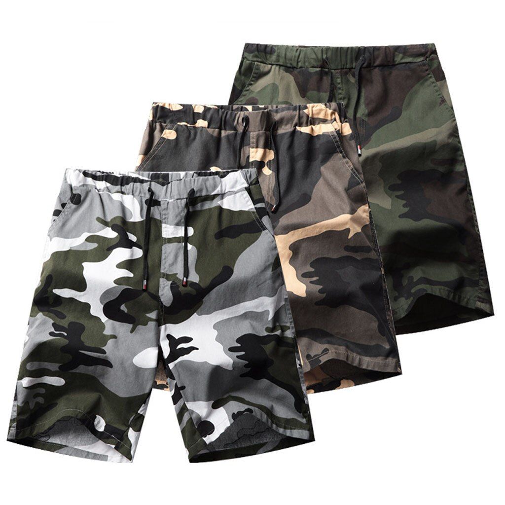 Mens Casual Shorts Knee Length  Summer Men's Camo Cargo Shorts Jogger Loose Short Pants