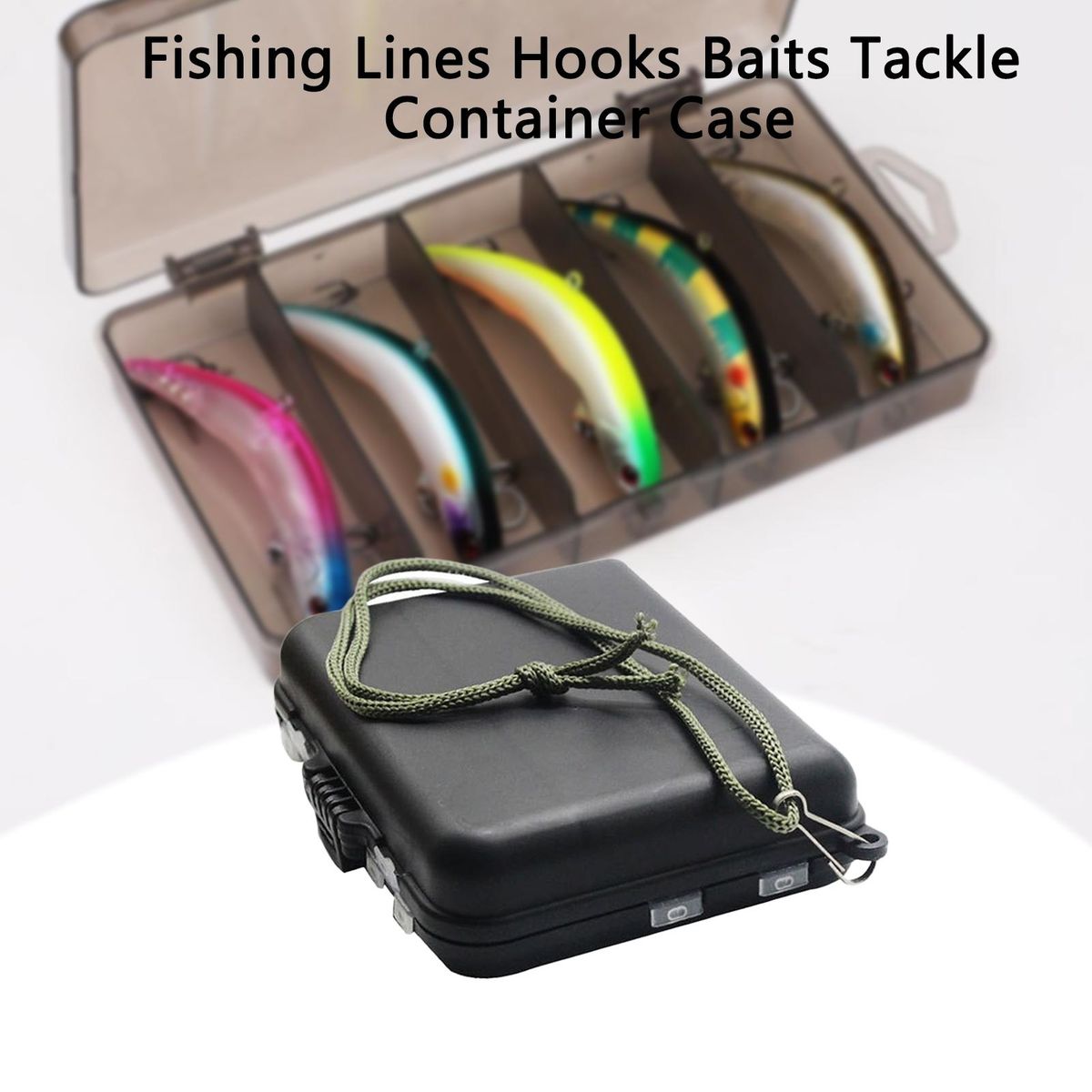 Fishing Storage Box Fishing Baits Hooks Accessories Organizer Case Black