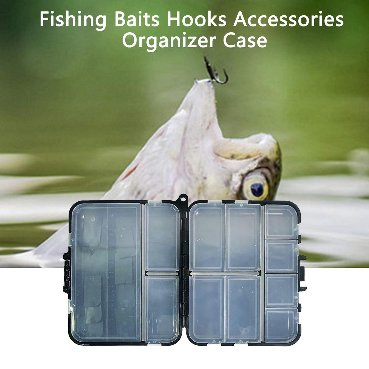 Fishing Storage Box Fishing Baits Hooks Accessories Organizer Case Black