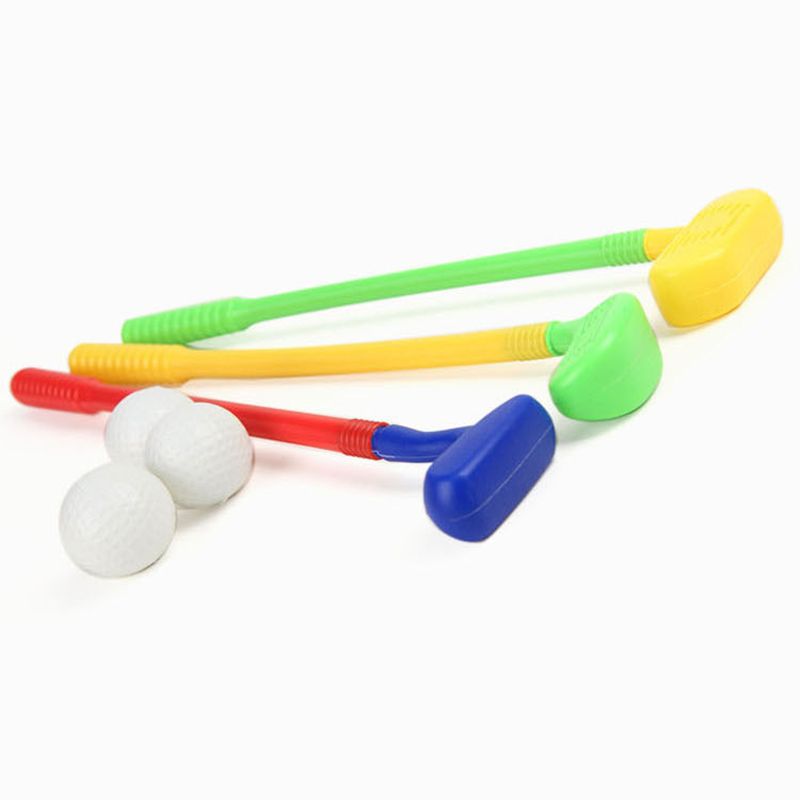 Kid Golf Plastic Toy Set Golf Clubs Balls Indoor Outdoor