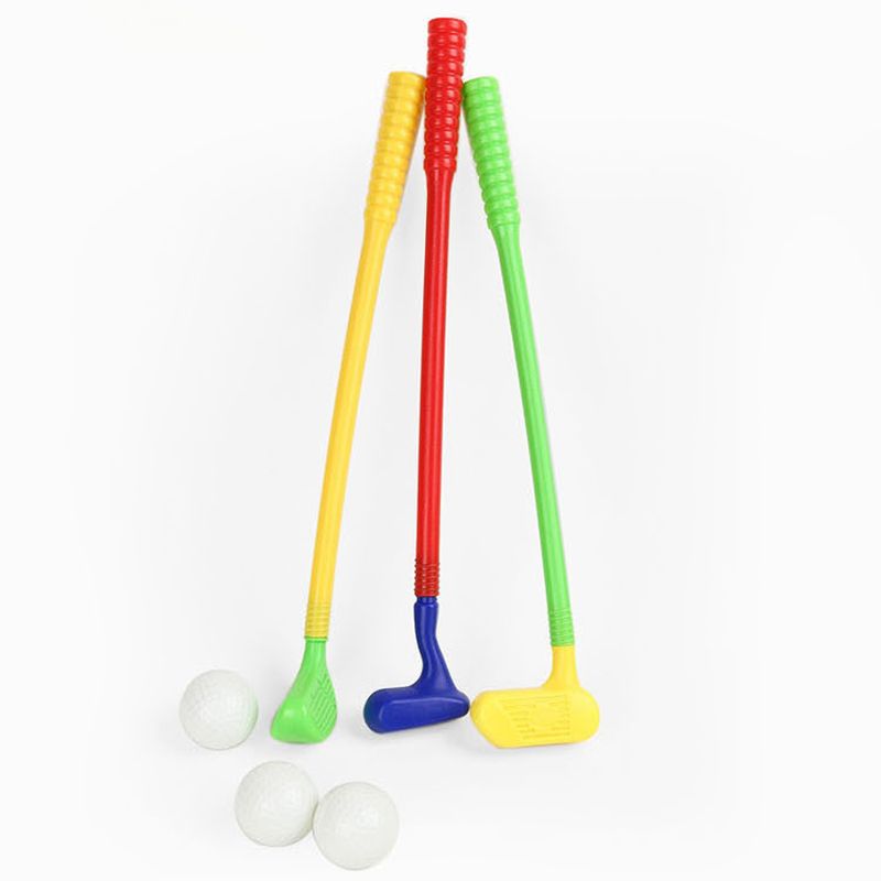 Kid Golf Plastic Toy Set Golf Clubs Balls Indoor Outdoor