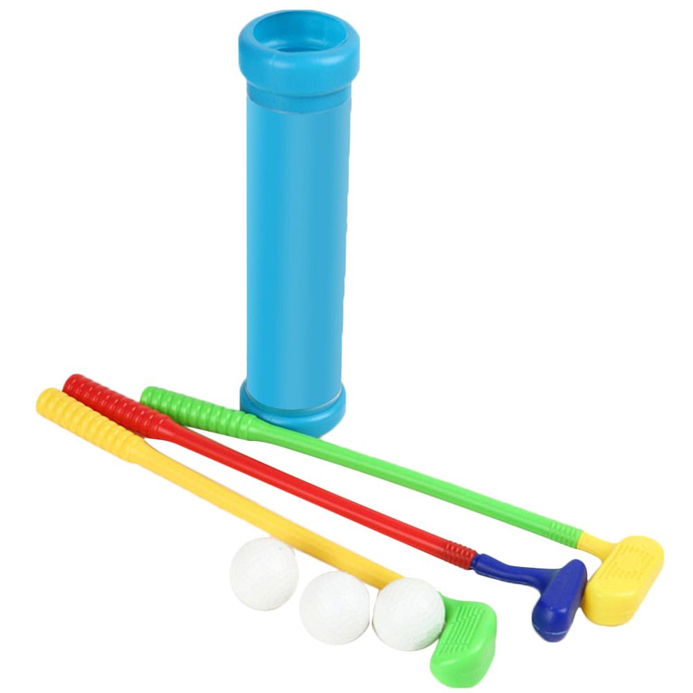 Kid Golf Plastic Toy Set Golf Clubs Balls Indoor Outdoor