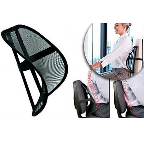 Car Seat And Office Chair Mesh Lumbar Back Support-black
