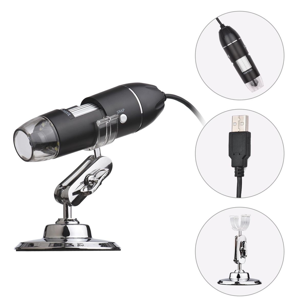 1600X USB Portable Mini Electronic Microscope Handheld Digital Magnifier for Laptop Desktop Insect Skin Plant Observation Industrial Testing Circuit Board Detection Knitwear Testing
