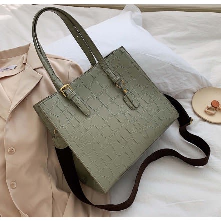 Ladies Leather Large Handbag- Pale Green